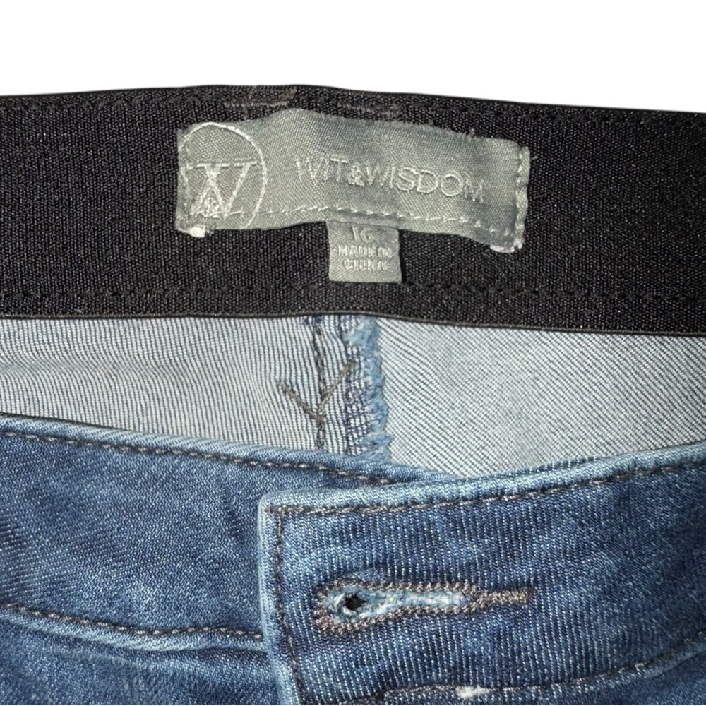 WIT & WISDOM CoolMax Ripped Mid Rise Girlfriend Jeans - 16 Blue Vintage - Picture 3 of 12